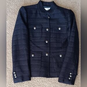 TAHARI ARTHUR LEVINE BLAZER 2P TWEED NAVY BLUE JACKET 2 PETITE